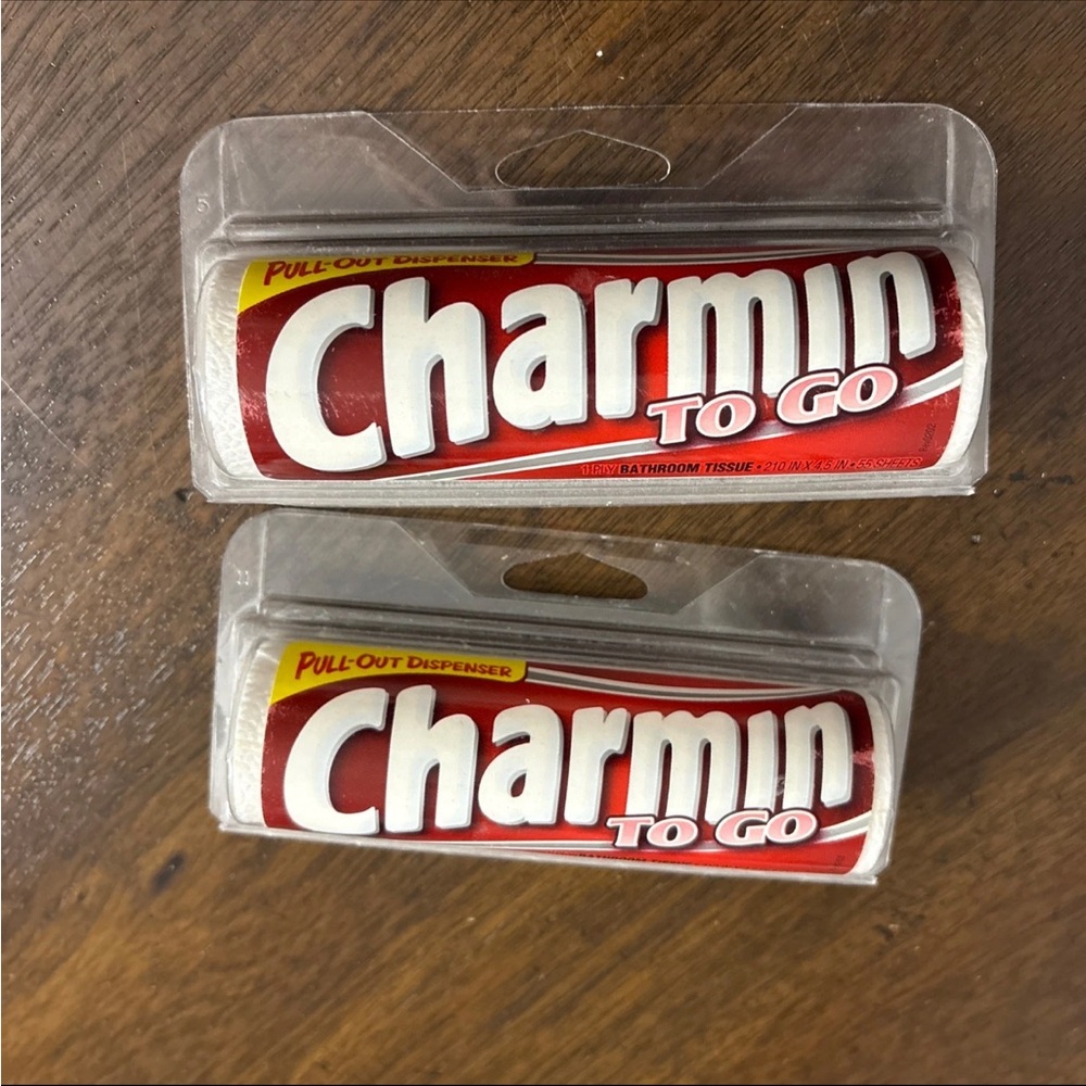 2 Mini Rolls Charmin To Go 1 Ply Toilet Paper 55 Sheets Emergency Hiking cl